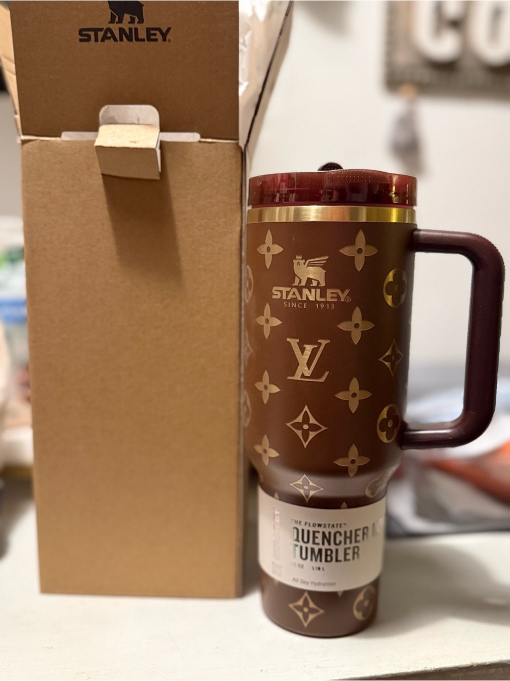 Brand new! Stanley Brown Travel Tumbler with Gold Accents - Picture 2 of 3
